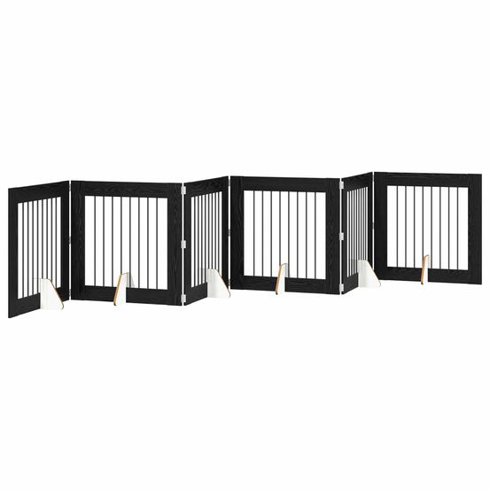 Porte de chien pliable avec supports 6 pc chêne noir 482 cm