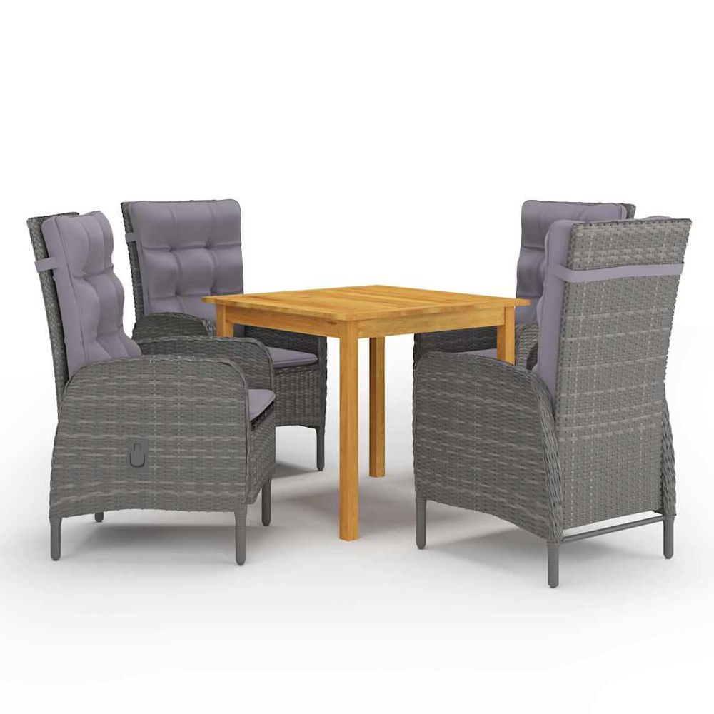 Ensemble à manger de jardin 5 pcs gris