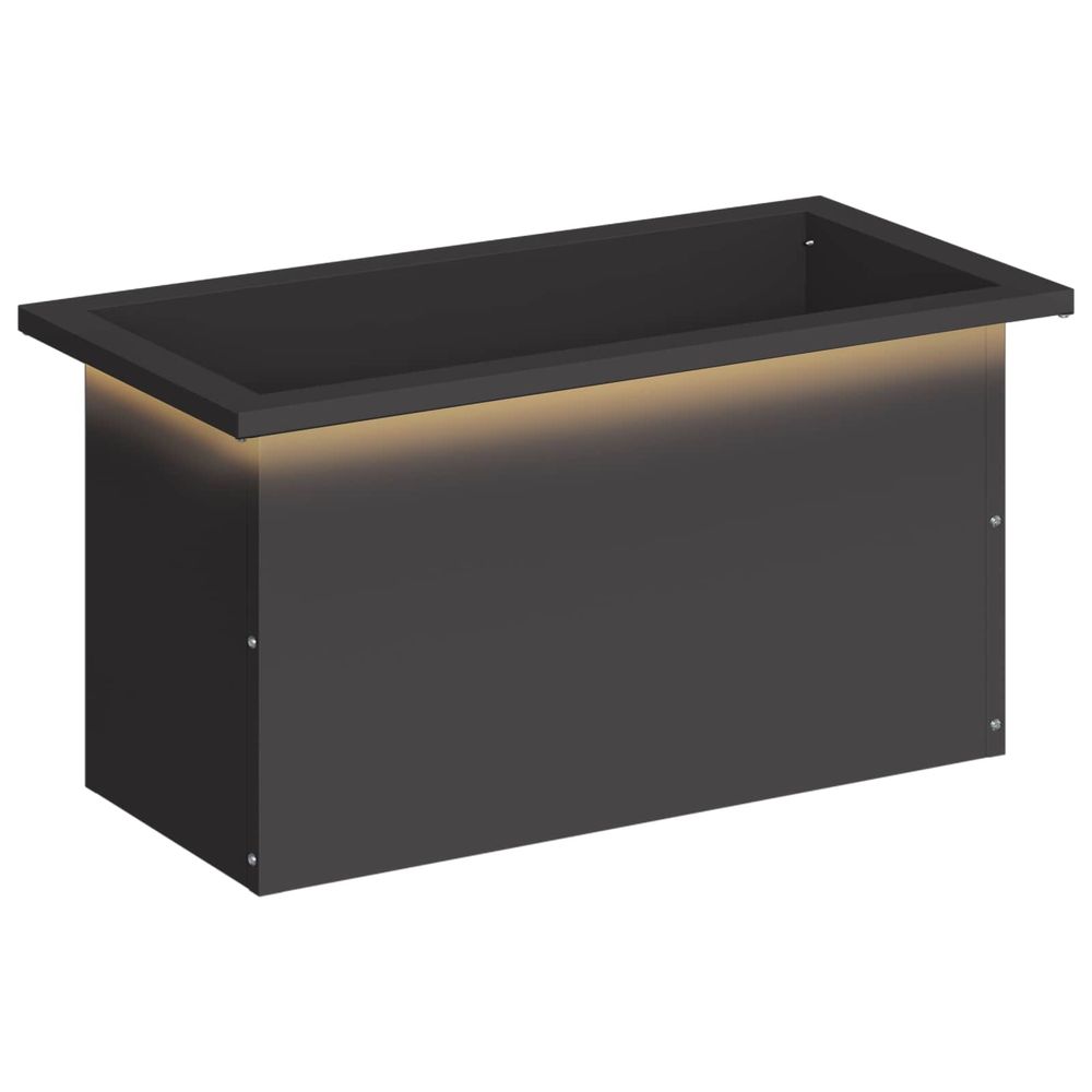 Jardinière d'extérieur de jardin avec led noir 30 x 60 x 30 cm acier
