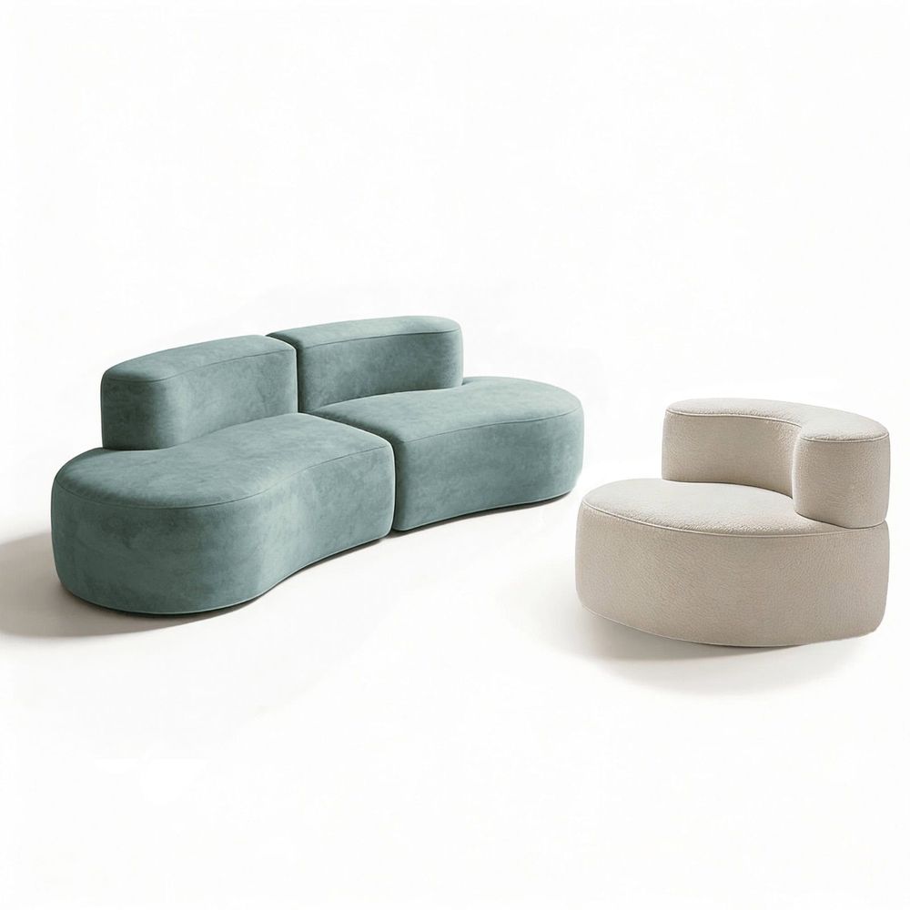 Pack lounge canapé et fauteuil - sauge et blanc