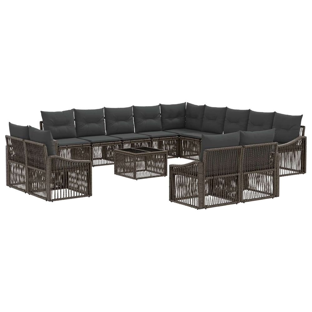 Ensemble de canapé de jardin 14 pc gris polyrotin