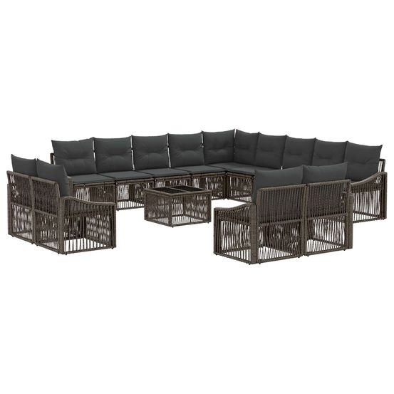 Ensemble de canapé de jardin 14 pc gris polyrotin