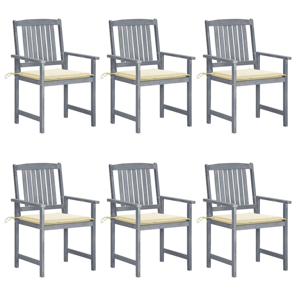 Chaises de jardin et coussins lot de 6 bois acacia massif gris