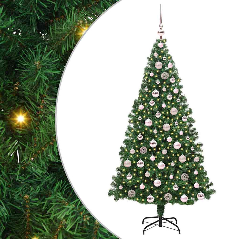 Sapin de noël artificiel vert 180 cm pvc, acier et plastique
