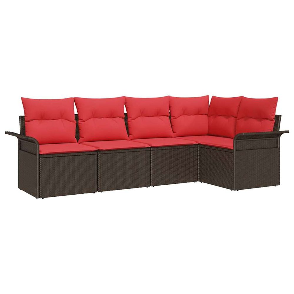 Ensemble de canapé de jardin 5 pc marron polyrotin