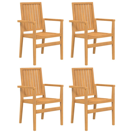 Chaises de jardin empilables lot de 4 56,5x57,5x91 cm bois teck