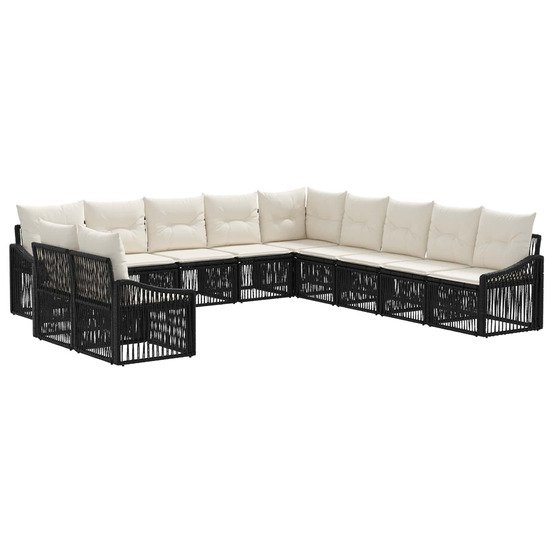 Ensemble de canapé de jardin 11 pcs noir polyrotin