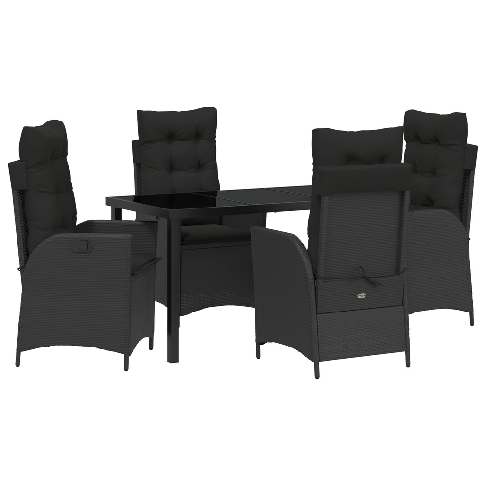 Ensemble de jardin 5 pièces noir poly rattan