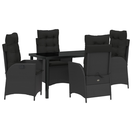 Ensemble de jardin 5 pièces noir poly rattan