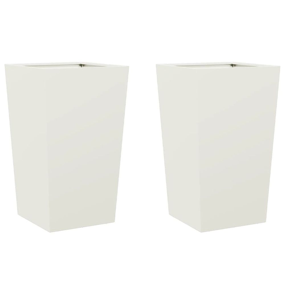 Jardinières 2 pcs blanc 45x45x75 cm acier