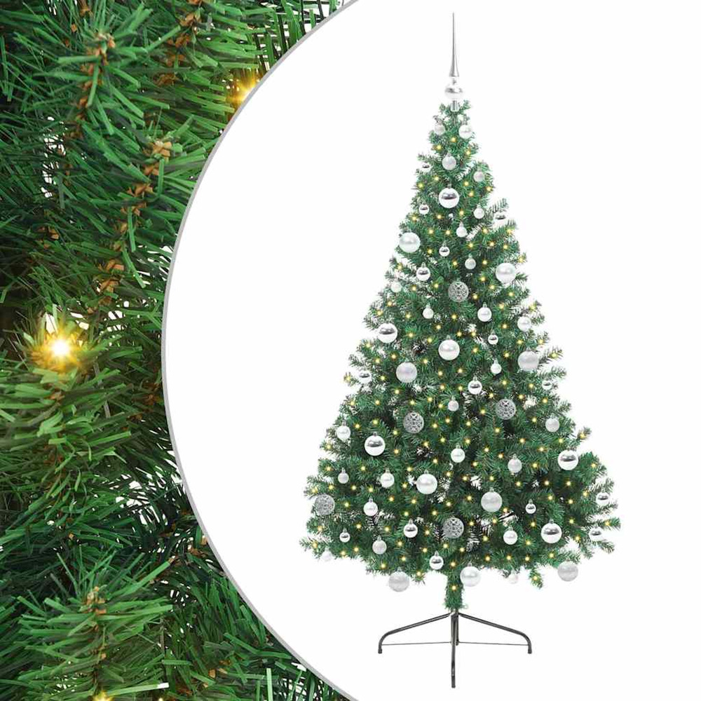 Sapin de noël artificiel pré-éclairé vert 180 cm pvc