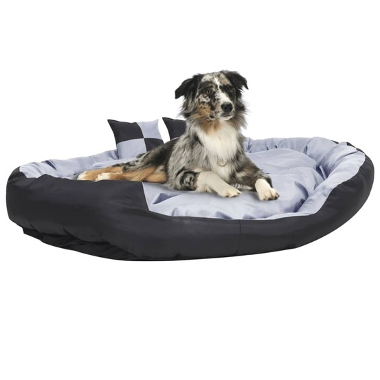 Coussin réversible lavable pour chien gris et noir 150x120x25cm