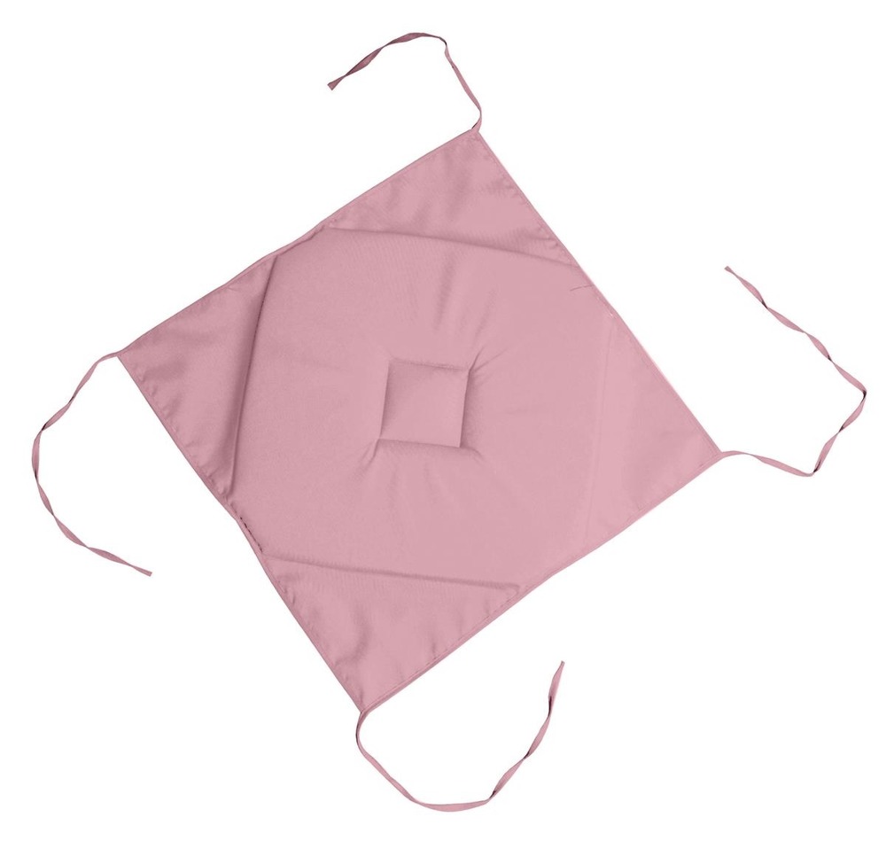 Coussin galette de chaise 4 rabats rose poudre 40x40cm