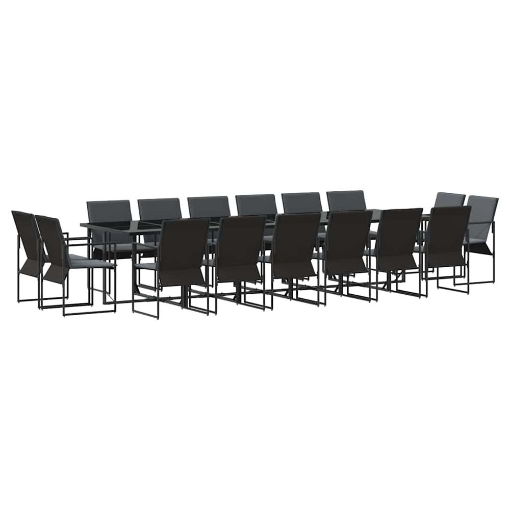 Ensemble de salle à manger pour jardin 17 pc noir acier