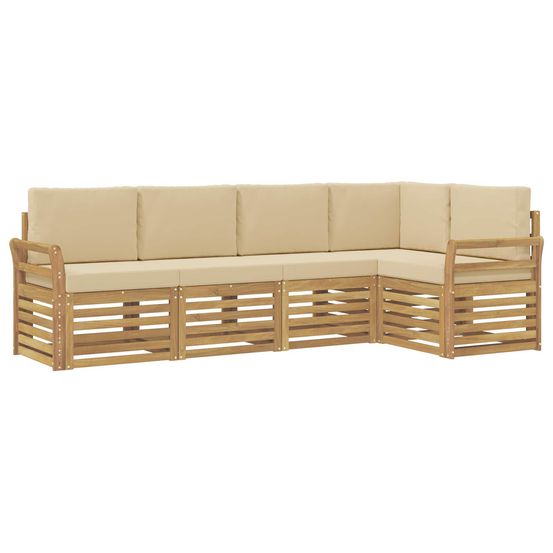 Ensemble de canapés d'extérieur 5 pc blanc et beige polyester