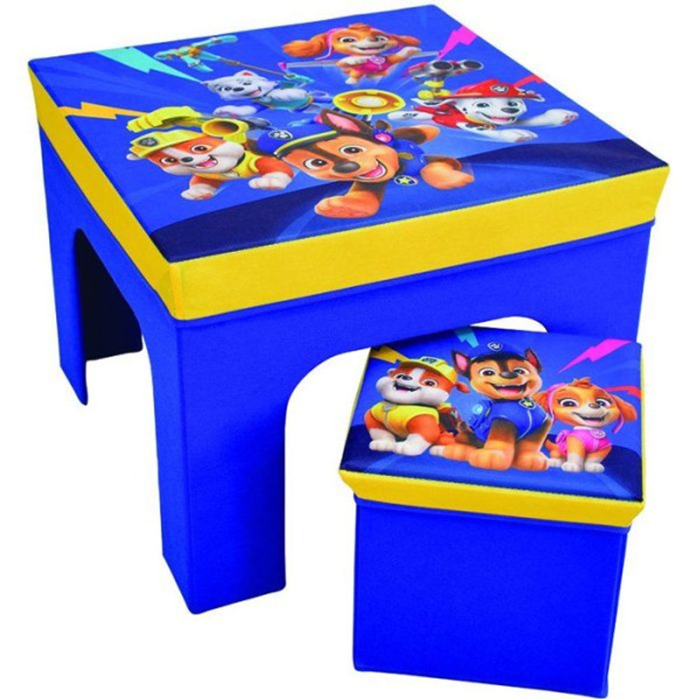 Ensemble table et tabouret de rangement - pat'patrouille - - pliable - mobilier enfant