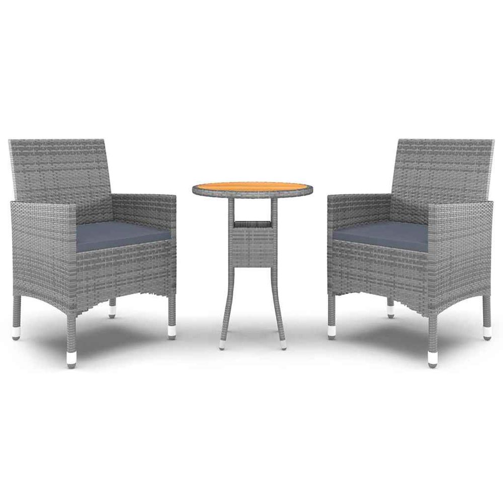 Ensemble à manger de jardin 3 pcs résine tressée gris