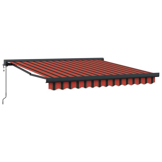 Auvent rétractable orange et marron avec cadre anthracite