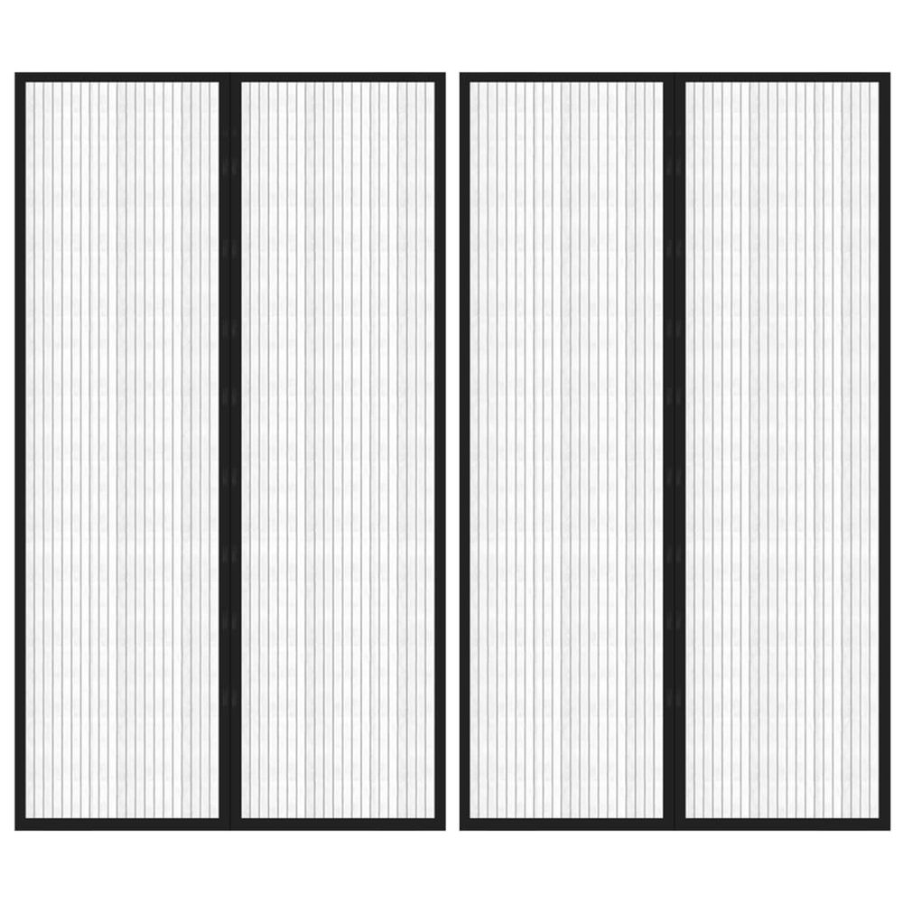 Rideaux de porte anti-insectes 2 pcs avec aimants noir 200x80cm