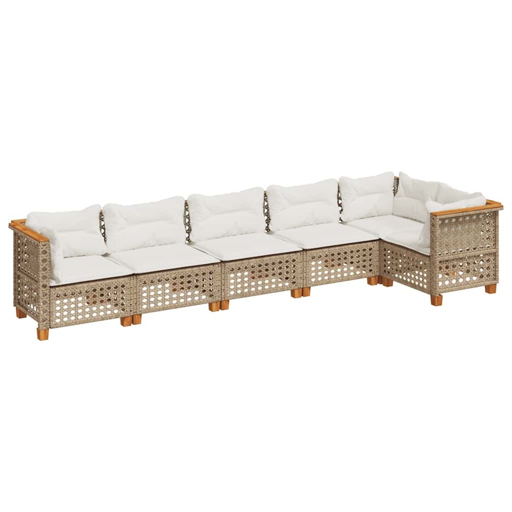 Salon de jardin avec coussins 6 pcs beige résine tressée