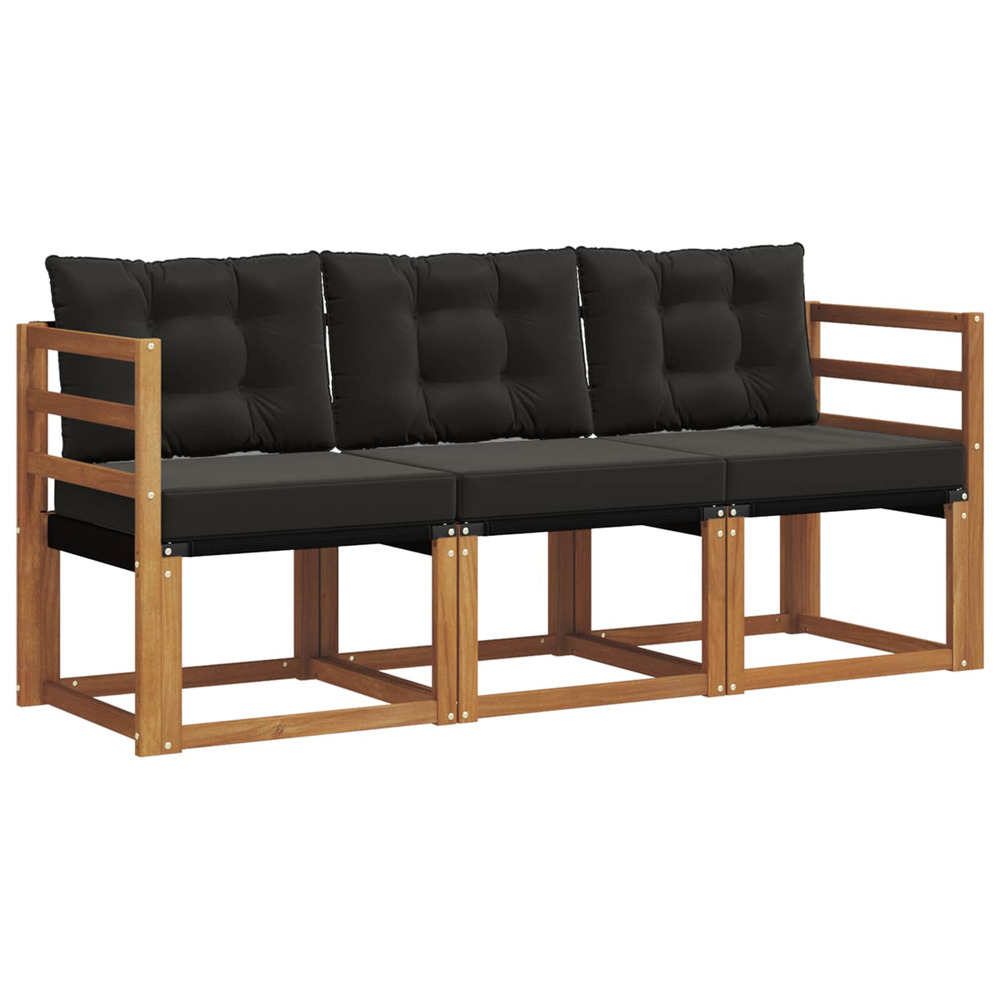 Ensemble de canapés d'extérieur 3 pcs naturel et noir