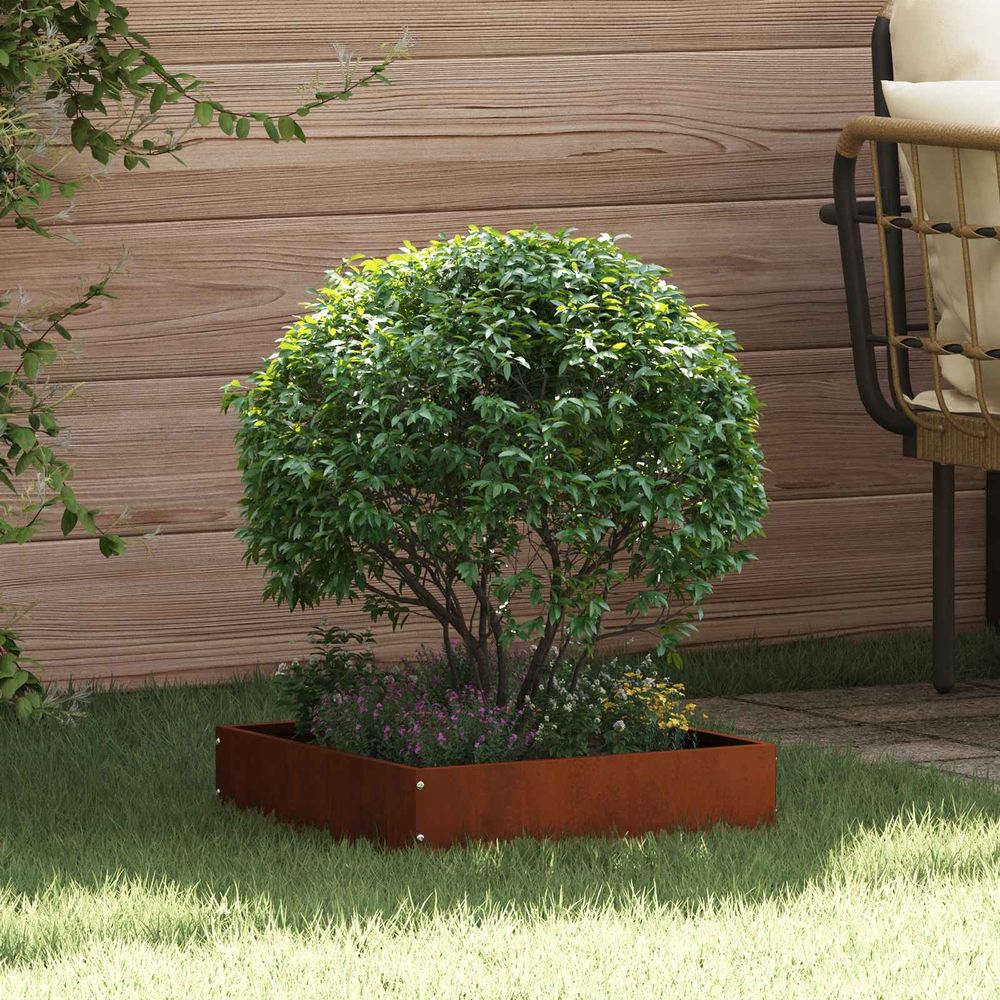 Bordure pelouse acier jardin design carré extérieur 40x13cm rouillé