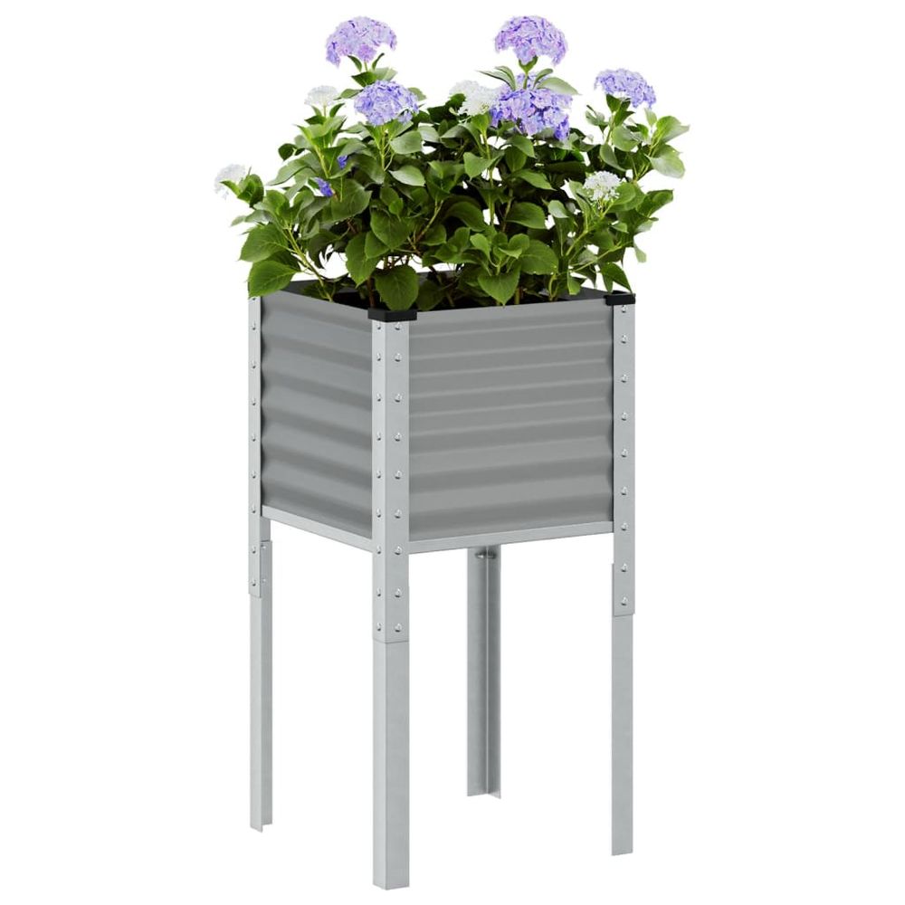 Jardinière haute carrée acier pour balcon et terrasse 45x45x88cm gris