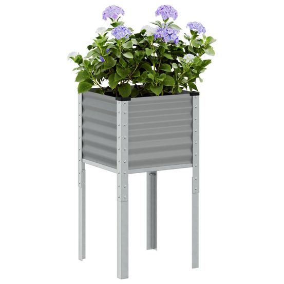 Jardinière haute carrée acier pour balcon et terrasse 45x45x88cm gris