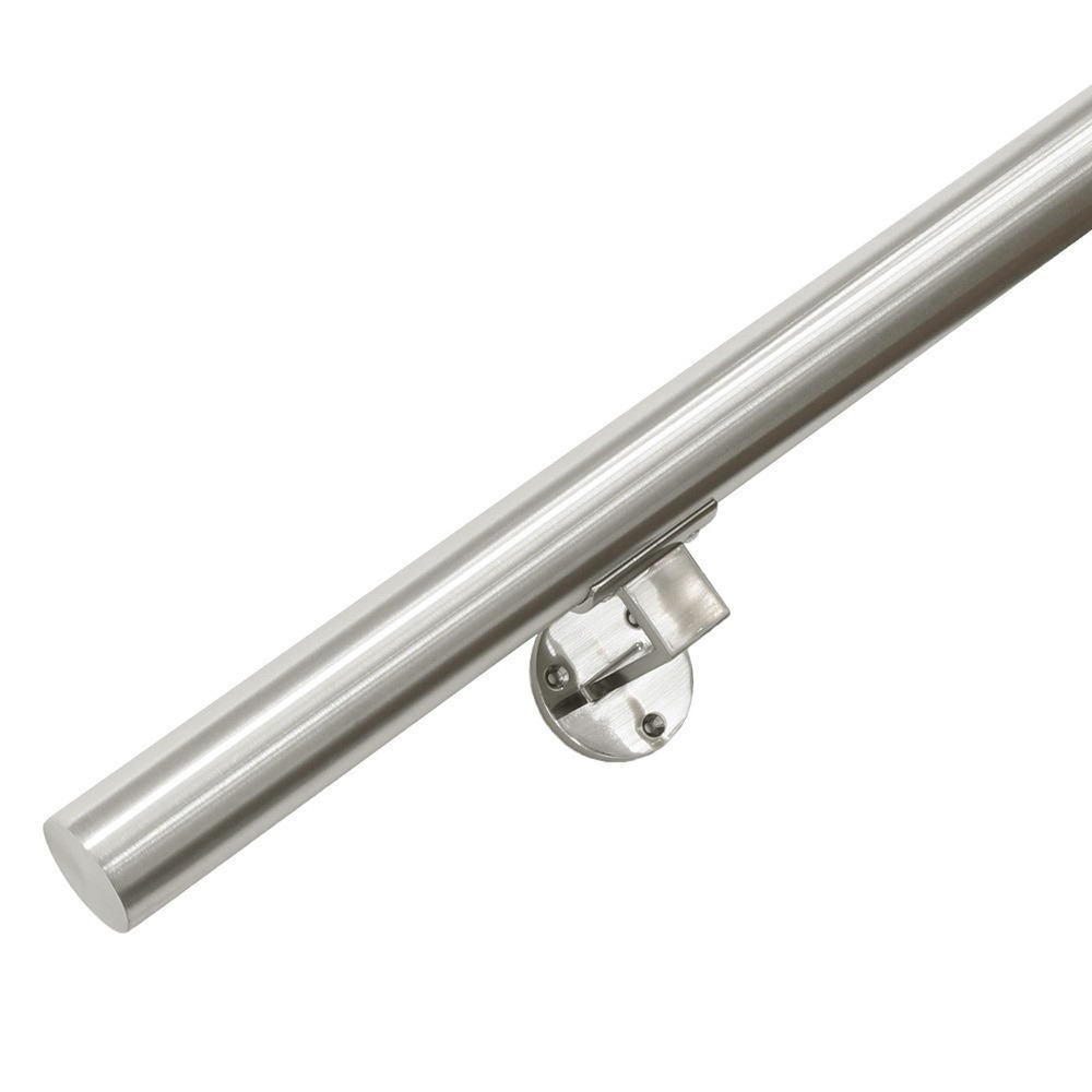 Rambarde d'escalier en acier inoxydable brossé 120 cm + 2 supports