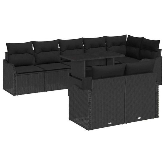 Ensemble salon 9 pc noir poly rotin