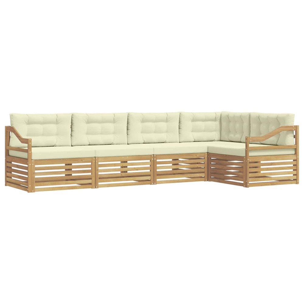 Ensemble de canapés d'extérieur 5 pcs blanc et crème polyester