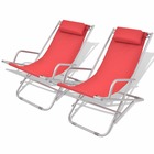 Chaises inclinables de terrasse 2 pièces acier rouge