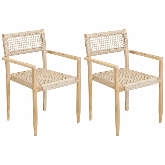 Fauteuil en teck et cannage synthétique baia (lot de 2) droit