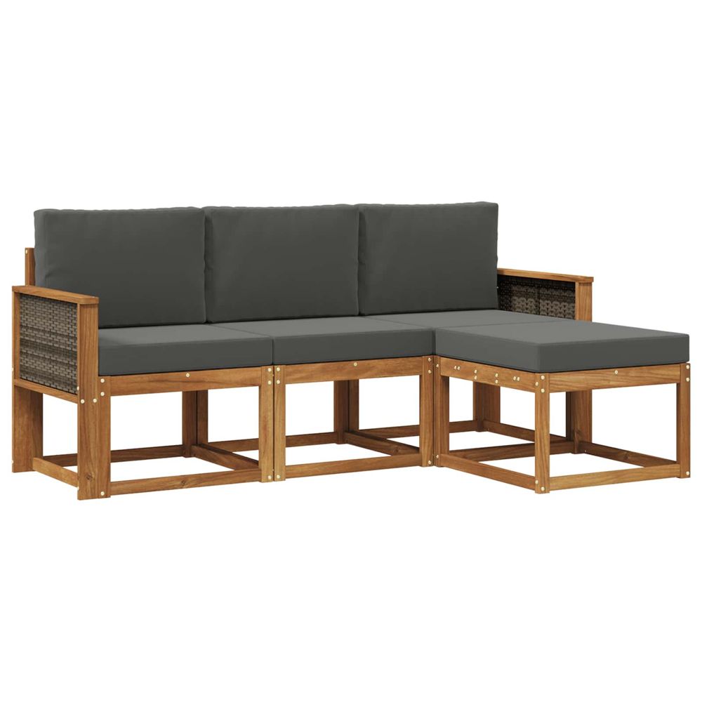 Ensemble de canapés d'extérieur 4 pc naturel et anthracite