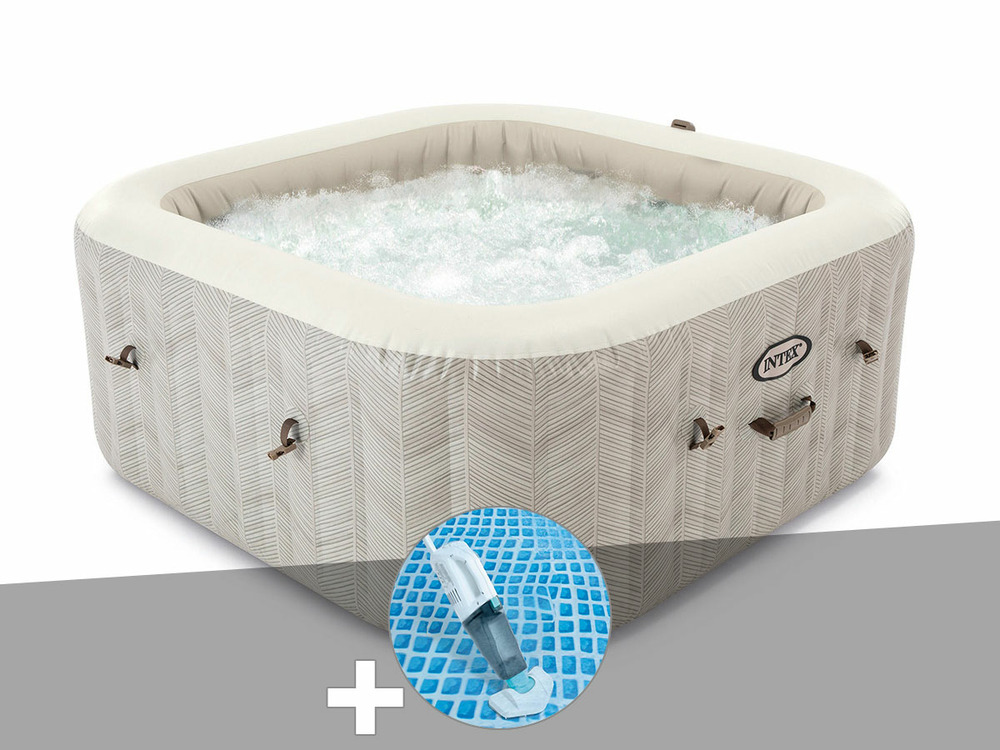 Kit spa gonflable purespa chevron carré bulles 4 places + aspirateur