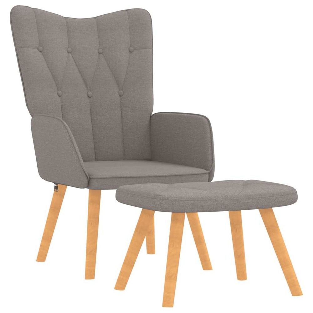 Chaise de relaxation avec tabouret taupe tissu