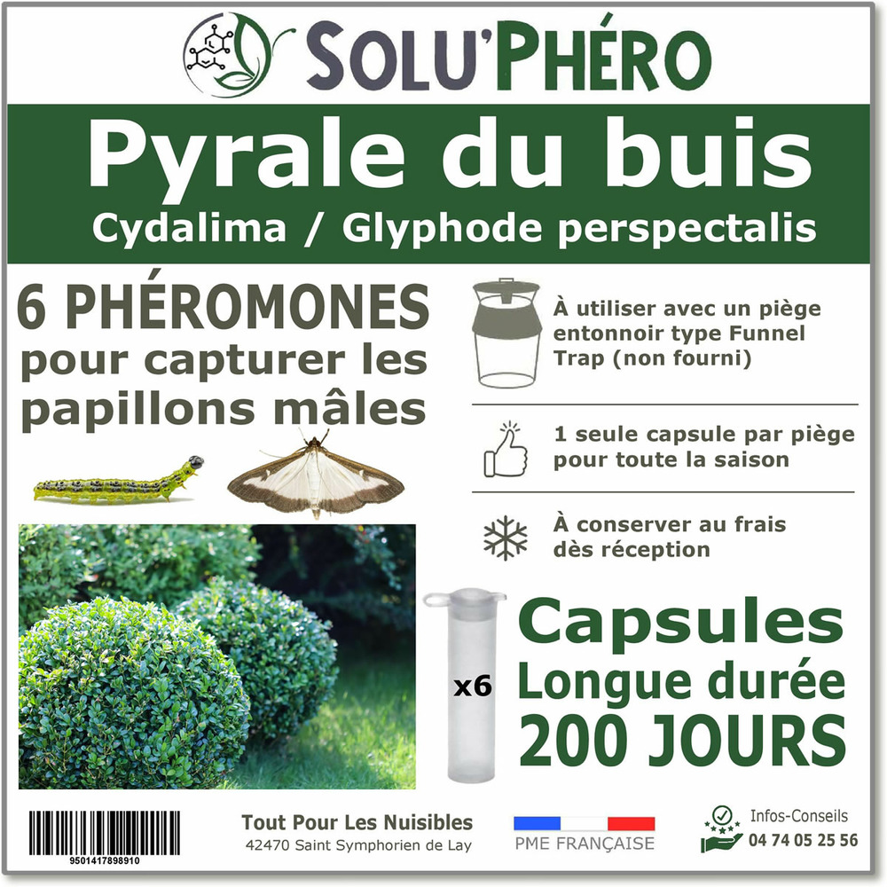 Soluphero - 6 phéromones longues durées pour la pyrale du buis - 6 x 200 jours