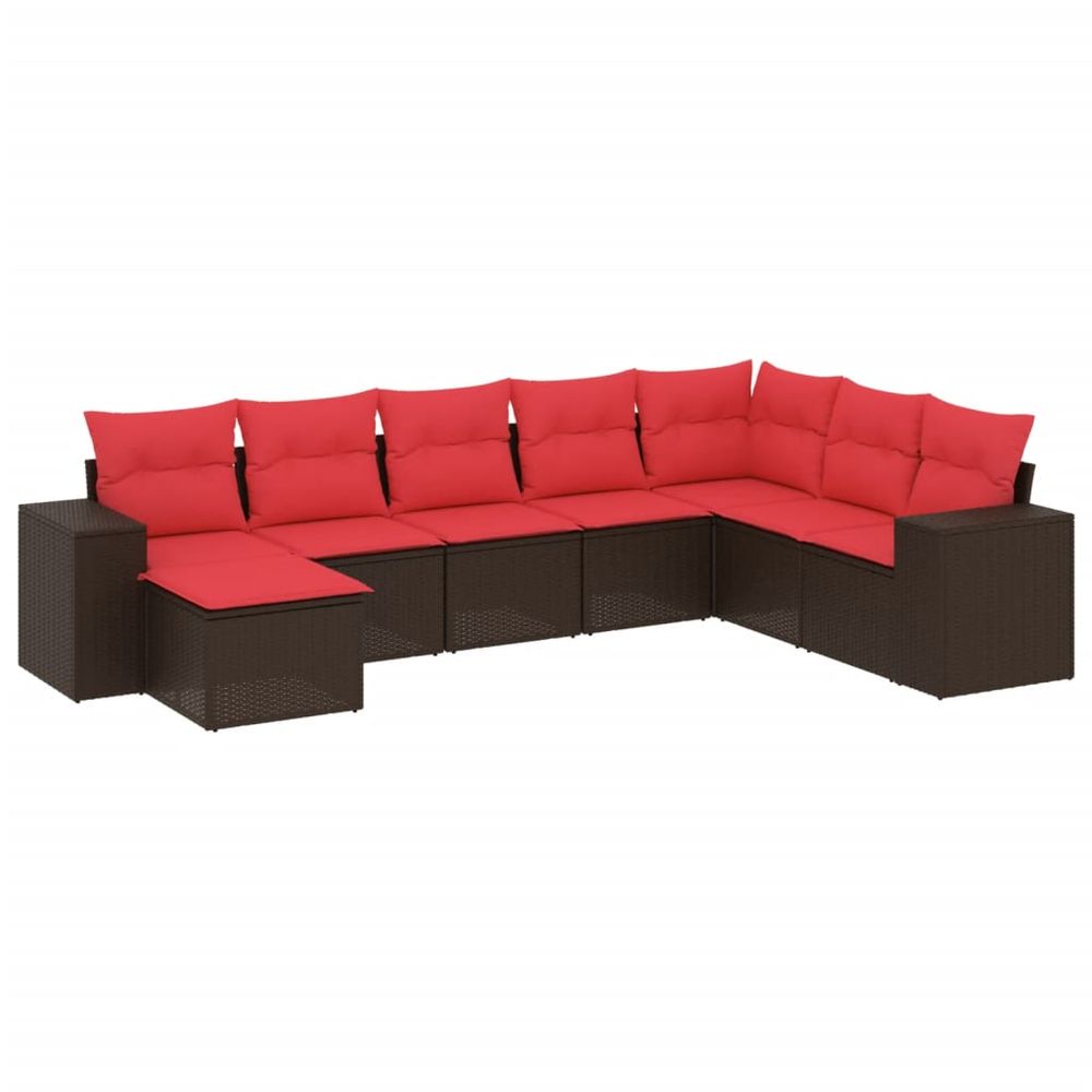 Ensemble de canapé de jardin 8 pcs avec coussins marron