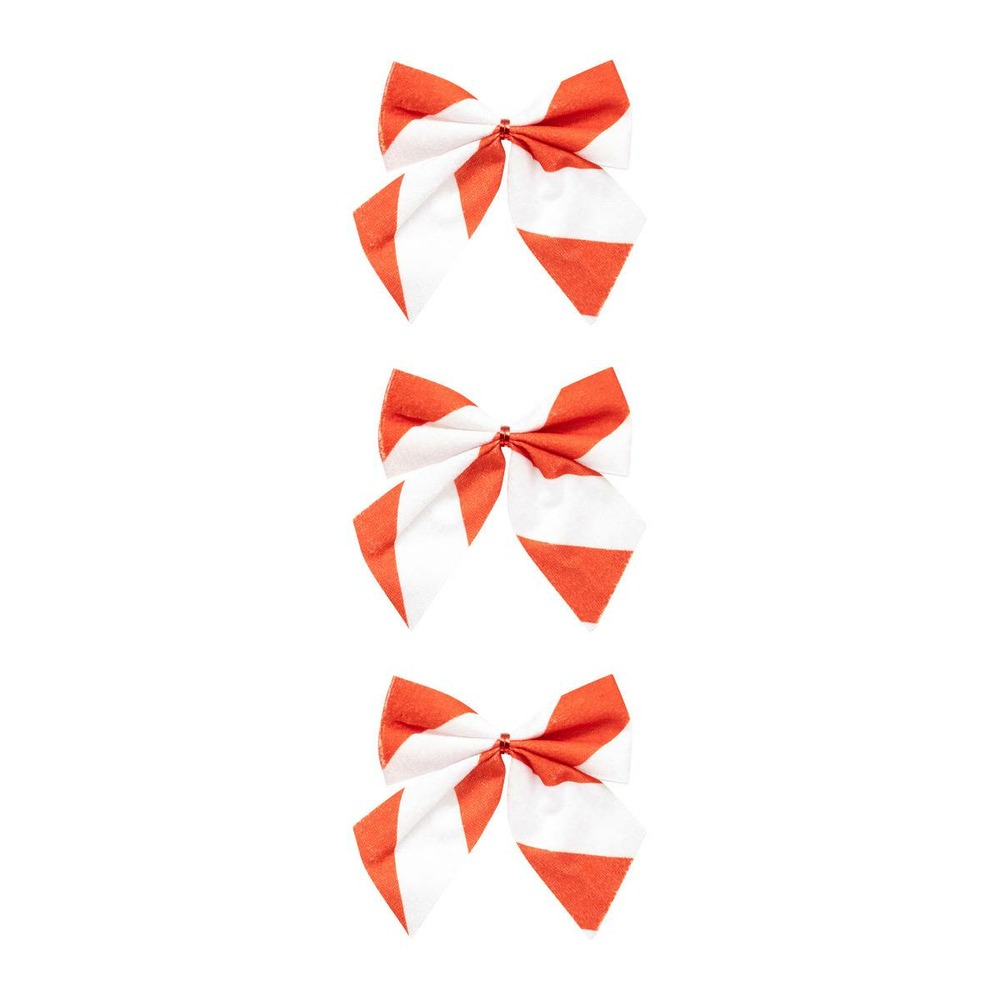 Lot de 3 nœuds déco rayures rouge et blanc