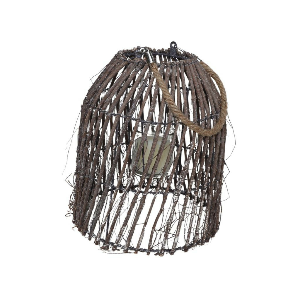 Lanterne extérieur jardin à poser bougie ancienne bois marron 33cm