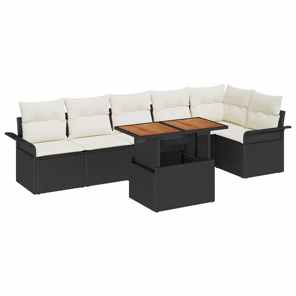 Ensemble de canapé de jardin 7 pc noir poly rotin