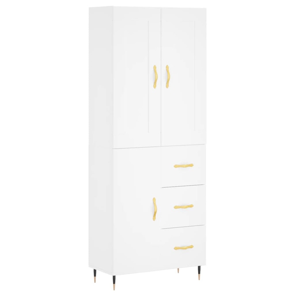 Buffet bahut commode armoire meuble de rangement organisateur cuisine salle de séjour salon haut 69,5 x 34 x 180 cm bois d'in
