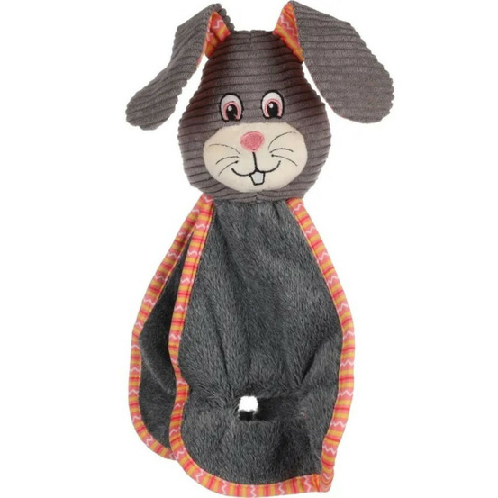 Lapin gris tissus bruissant, 42 cm, jouet peluche pour chien