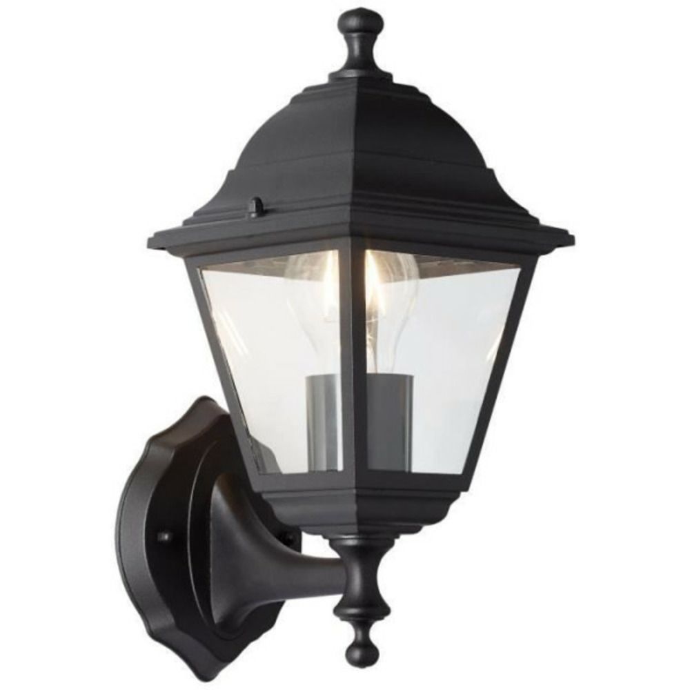 Applique extérieure montante nissie - - noir métal/verre - e27 1x60w
