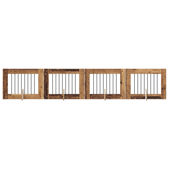 Portillon pour chien avec supports 4 pcs bois ancien 80 x 60 cm