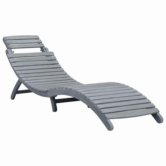 Chaise longue avec coussin gris bois d'acacia solide