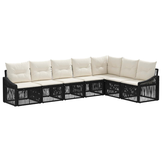 Ensemble de canapé de jardin 7 pcs noir polyrotin