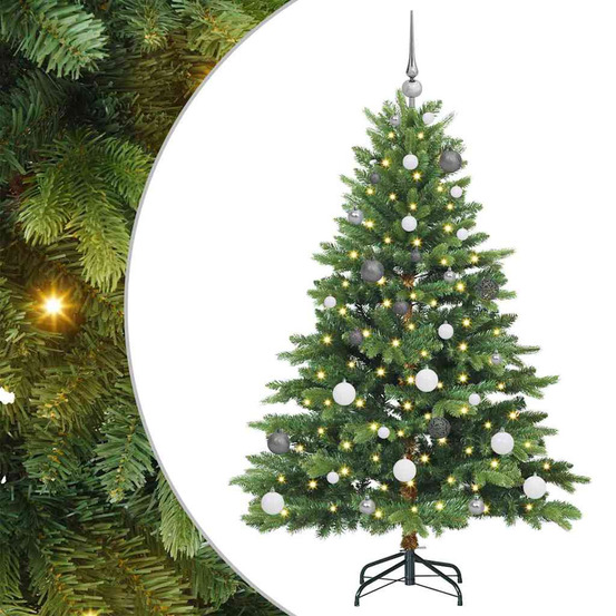 Sapin de noël artificiel avec 150 led vert 150 cm pe et pvc