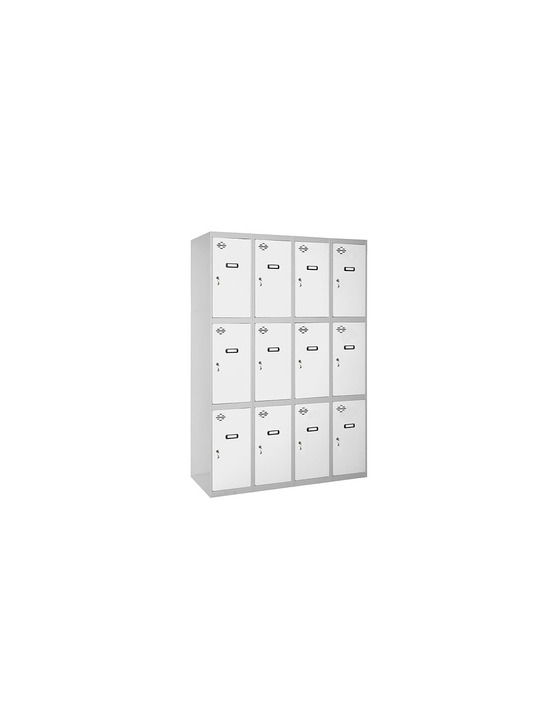 Casier-armoire simonlocker desm. 3 portes 4/12 300 (1200) gr/b gris/blanc 1800x1200x500 - simonrack