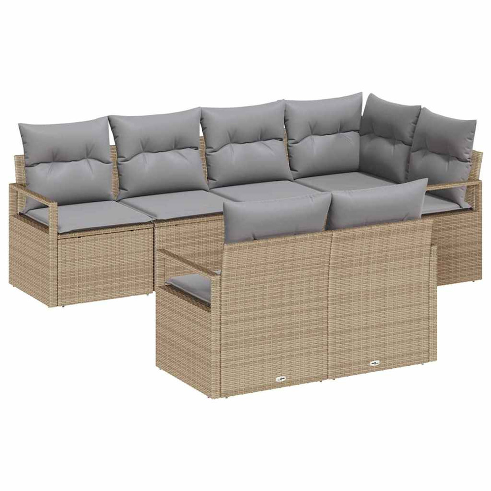 Ensemble de canapé de jardin 7 pcs beige et gris clair